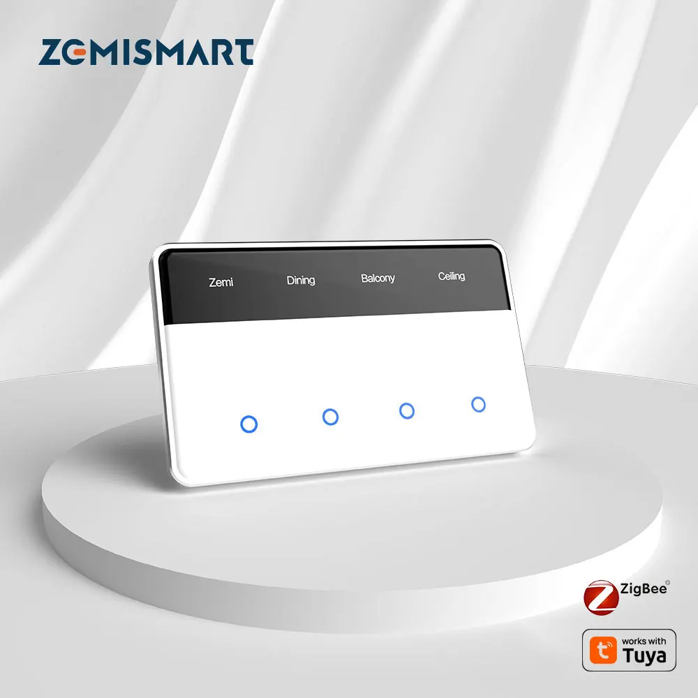 Фото Выключатель с именем Zigbee DIY с горизонтальным экраном дисплея, сенсорной панелью, переключатель света США, работает с приложением Tuya Smart Alexa Google Home №1