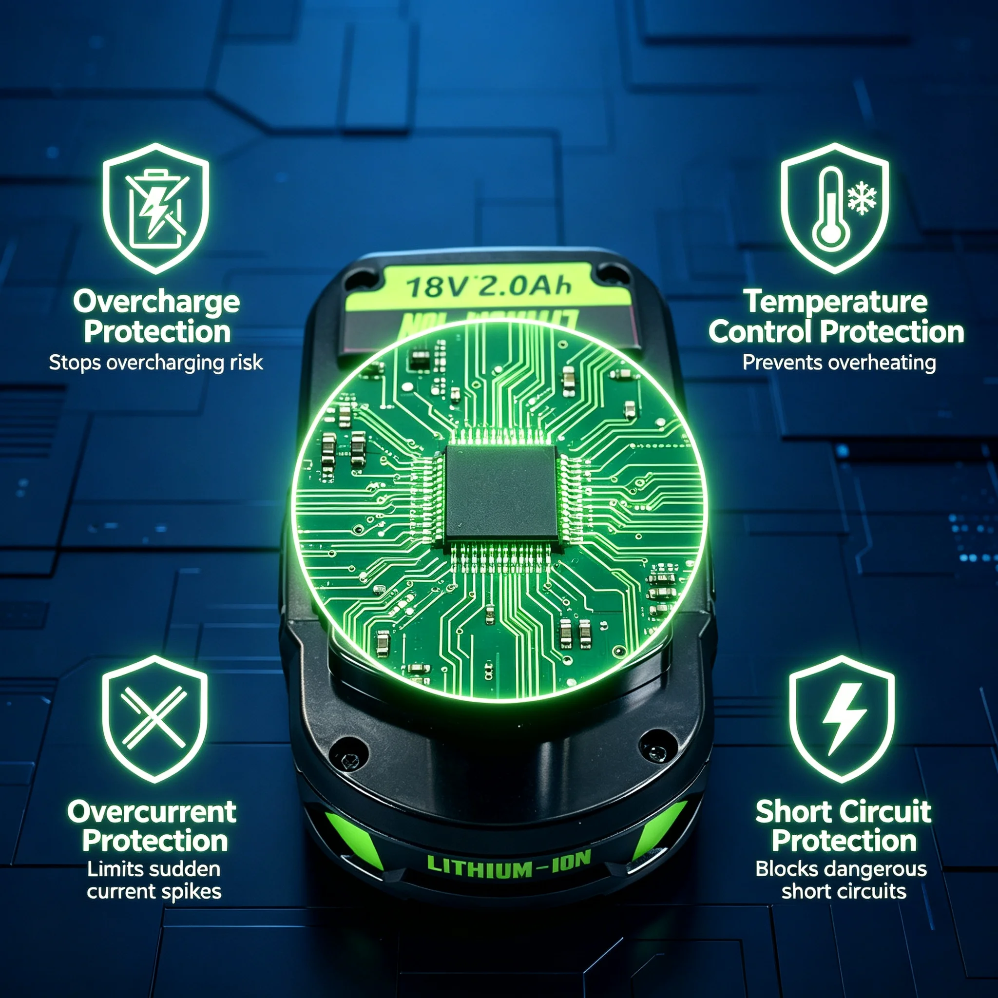 Фото Новая сменная батарея RYOBI P108 18V 2.0Ah для серии, совместима с P203 P204 P210 RB18L50 RB18L20, литий-ионная, высокой емкости. №4