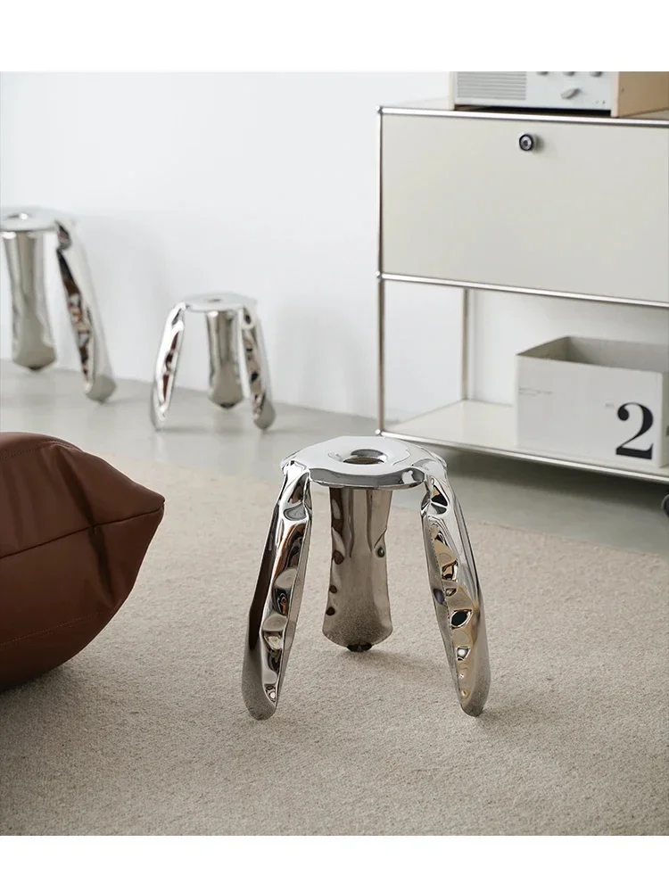 Скандинавский современный классический низкий стул из нержавеющей стали