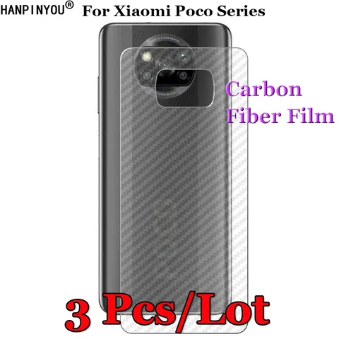 3 шт./партия для Xiaomi Poco X6 X3 NFC C3 M3 X2 F3 F2 M4 Pro 5G 3D противоскользящая прозрачная задняя пленка из углеродного волокна защитная наклейка