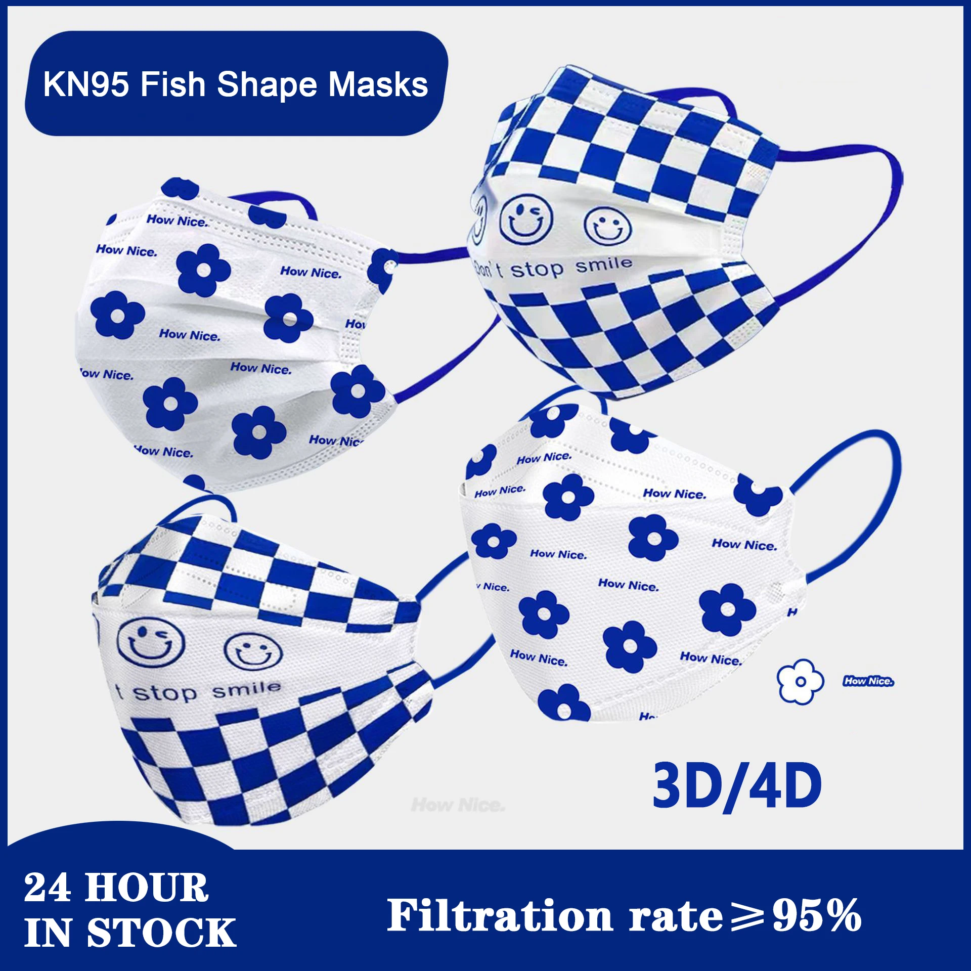 

2022 4 Layers KN95 Disposable Printing Pattern Mask Woman Man Mascarilla 3D/4D Dust Proof Anti Pollen Outdoor Protective Mask