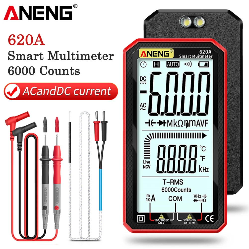  ANENG 620A Digital Smart Multimeter Transistor Testers 6000 Counts True RMS Auto Electrical Capacitance Meter Temp Resistance