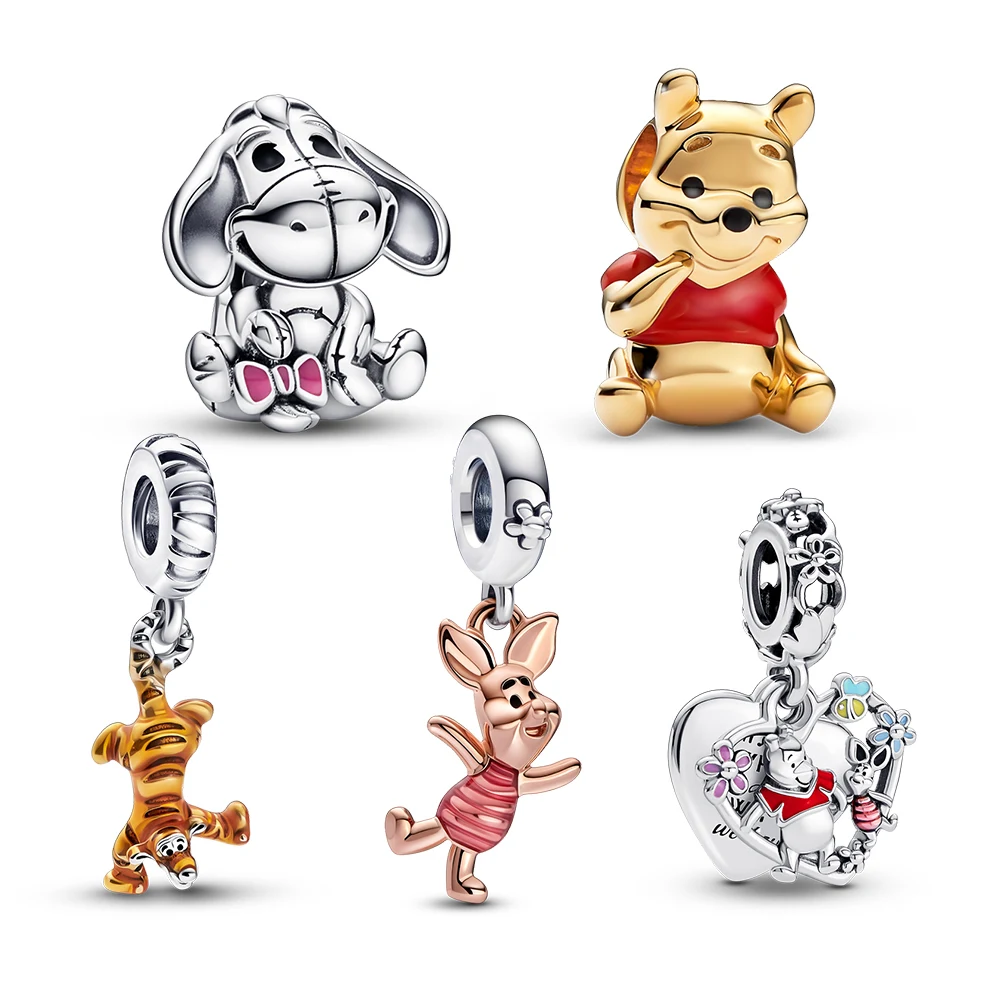 Реальное серебряное шармовое кольцо Мермейд Принцесса Ариэль медведь Подходит для оригинального браслета ПАНД0РА для женщин модные украшения.