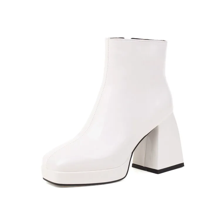 

Oversize Large size Big size Square toes Thick Heel womens fashion boots Winter Boots platform boots simple and elegant