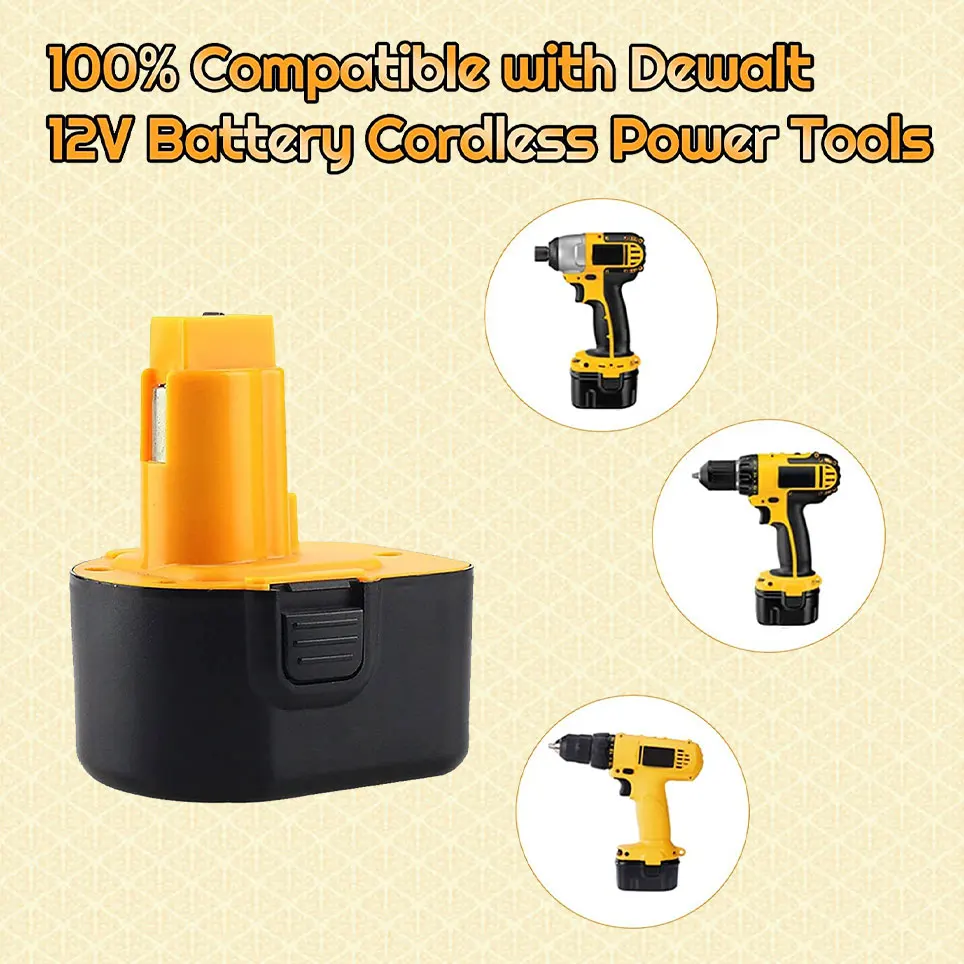 

2022 никель-металлогидридный аккумулятор 12800 мАч DC9071, совместимый с аккумулятором DeWalt 12 вольт DW9071 DW9072 DE9072 DE9074 DE9075 397745-01 152250-27