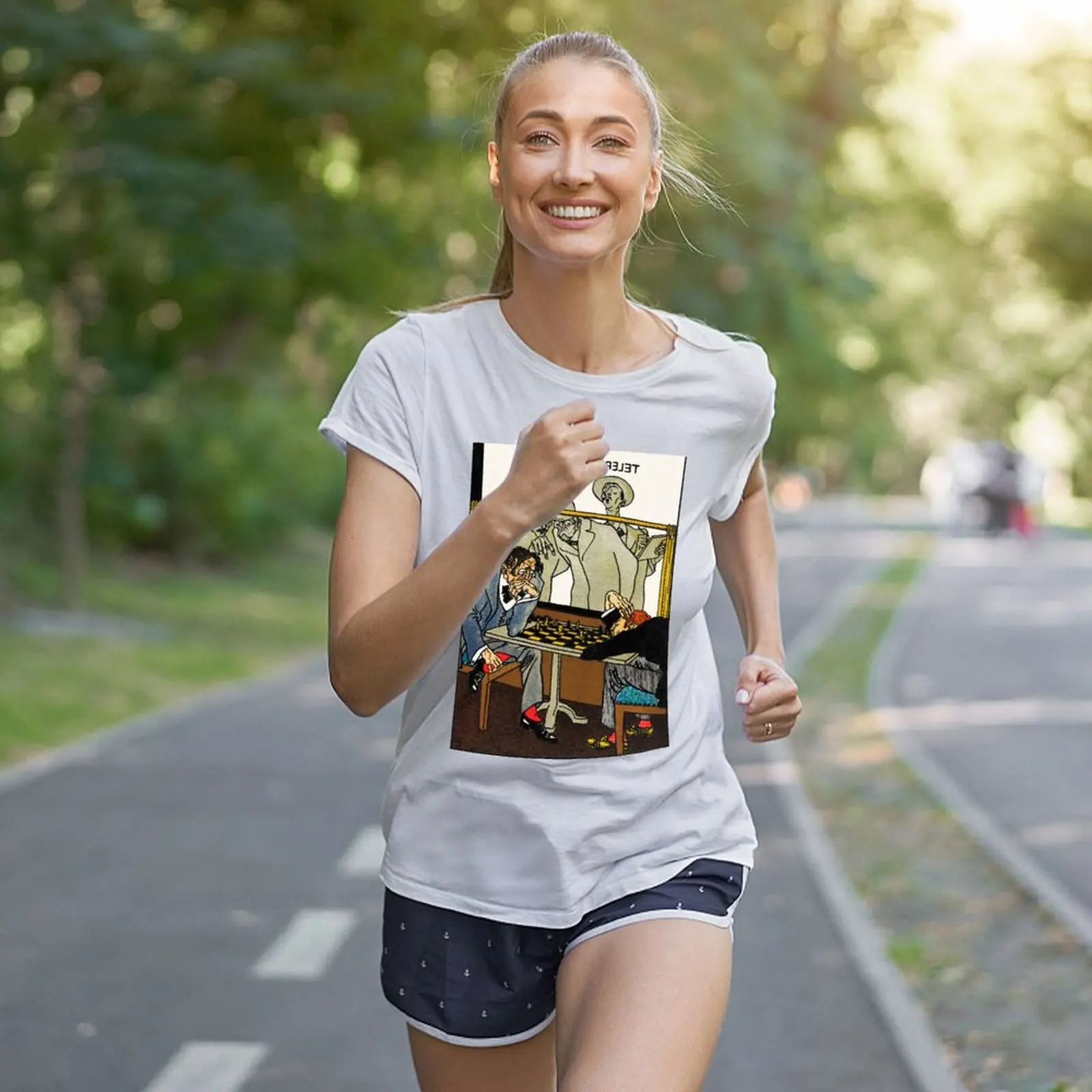 Футболка Viennese Cafe: Пример шахматных игроков от Moriz Jung Забавные Рубашки для