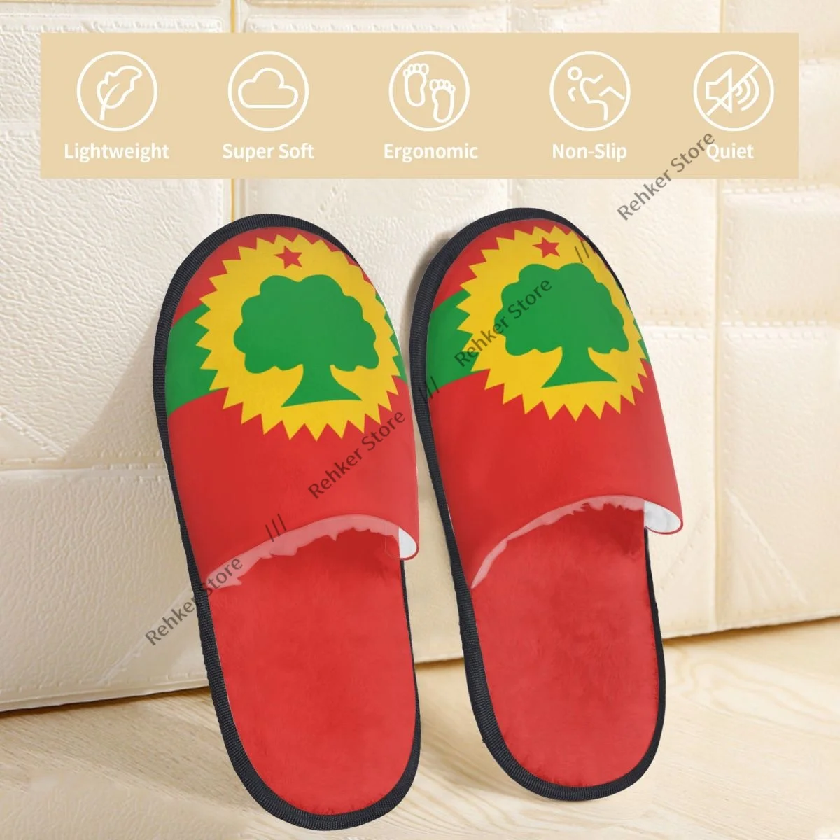 Мягкие плюшевые тапочки Oromo хлопок флаг освобождения передняя обувь