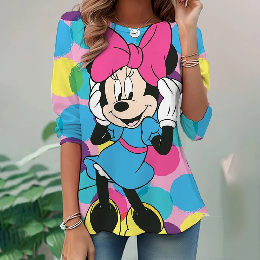 2024 женская футболка с принтом Микки Мауса Диснея повседневная толстовка