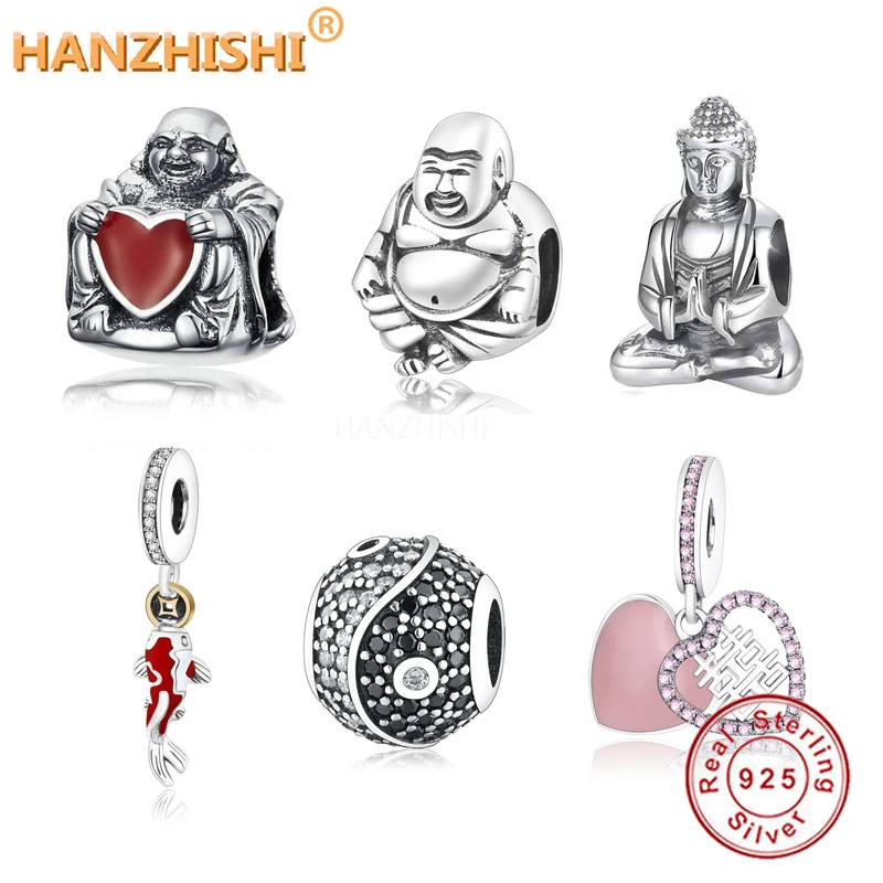 Chinese Elements Tai Chi Buddha Pendant Authentic 925 Sterling Silver Vintage Charms Beads for Original pan Bracelet Jewelry