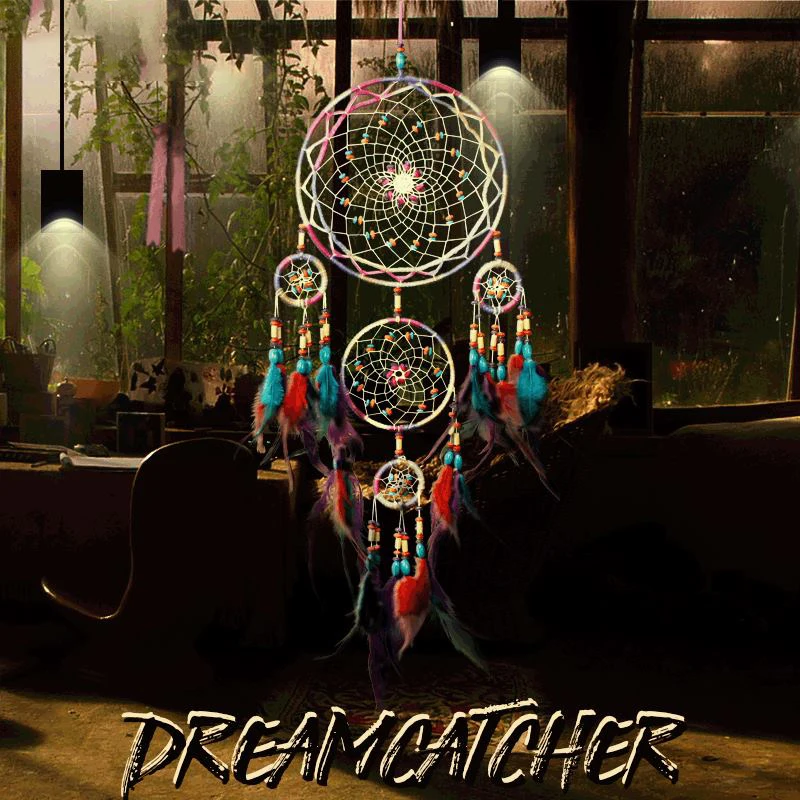 

Five-ring Dream Catchers Car Bedroom Wall Hanging Pendants Dreamcatcher Wind Bell Creative Birthday Gifts Home Wall Decoration