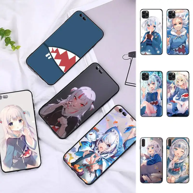 

YNDFCNB Gawr Gura Phone Case for iPhone 11 12 13 Mini Pro Max 8 7 6 6S Plus X 5 SE 2020 XR XS Funda Case