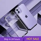 Матовый Прозрачный чехол с покрытием для iPhone 11 12 13 Pro Max X XS XR 7 8 Plus SE 2020, роскошный силиконовый мягкий чехол с квадратной рамкой