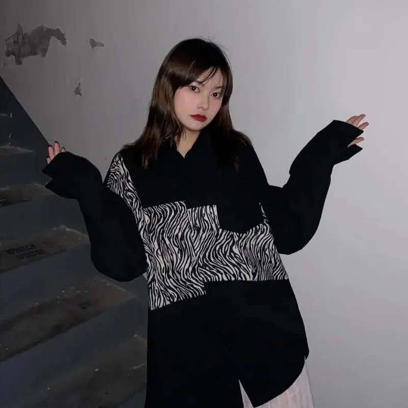 Женские рубашки черная Весенняя стильная уличная одежда для колледжа осенняя