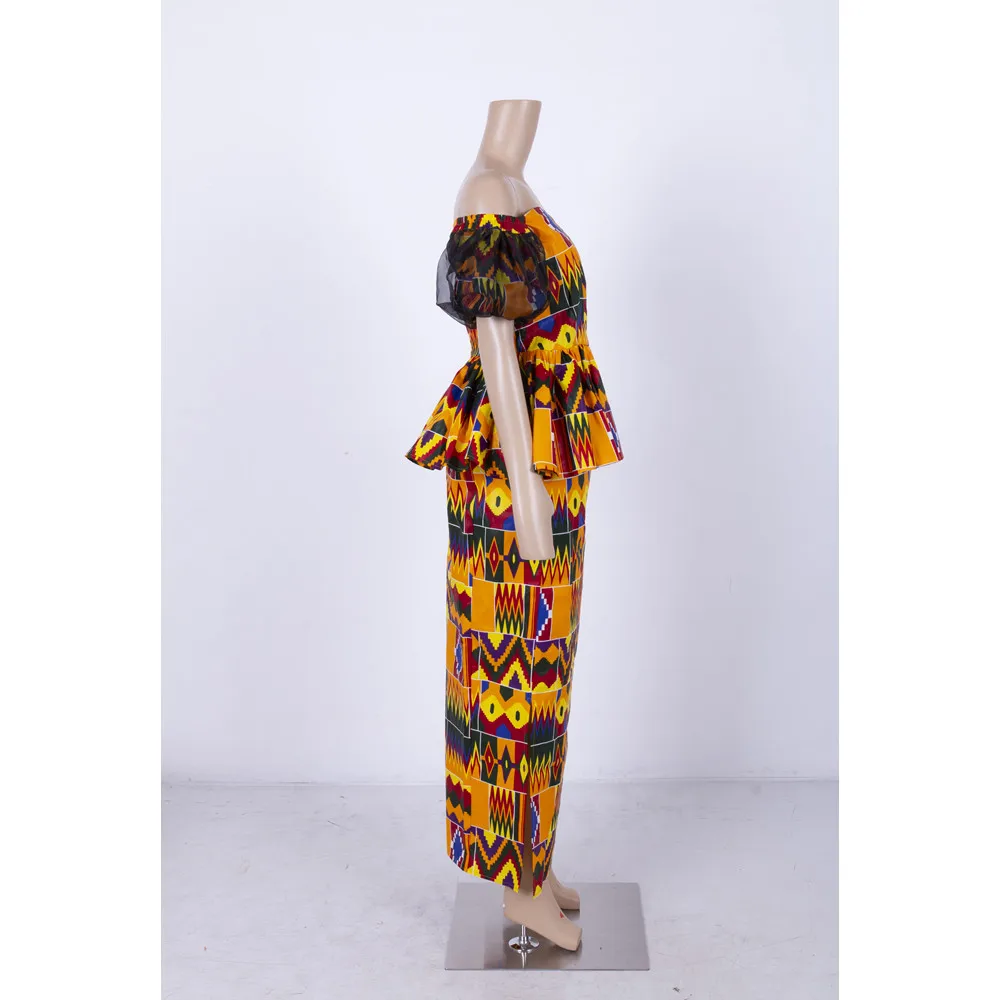 Комплект из 2 предметов африканские наряды для женщин топы с открытыми плечами и