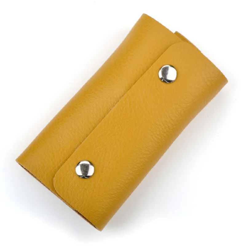 

Genuine Leather Keychain Men Women Key Holder Organizer Pouch Split Key Wallet Housekeeper Key Case Mini Bag