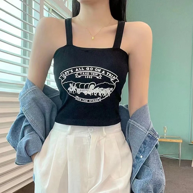 

Women Tanks Camis for Sleeveless Print Femme Croset Crop Tops Skinny Woman Tank Camisoles