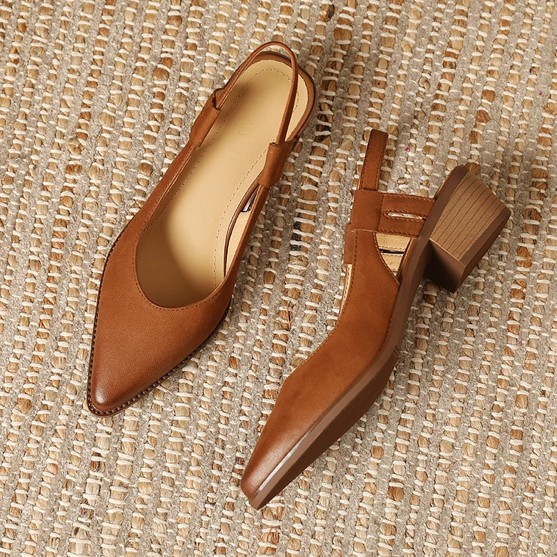 

Босоножки Heihaian Baotou 2023 летние новые туфли с острым носком на толстом каблуке женские босоножки в ретро стиле размеры 34-41