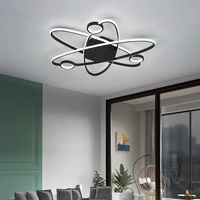modern style led chandelier for living room bedroom dining room kitchen ceiling lamp black simple design remote control light