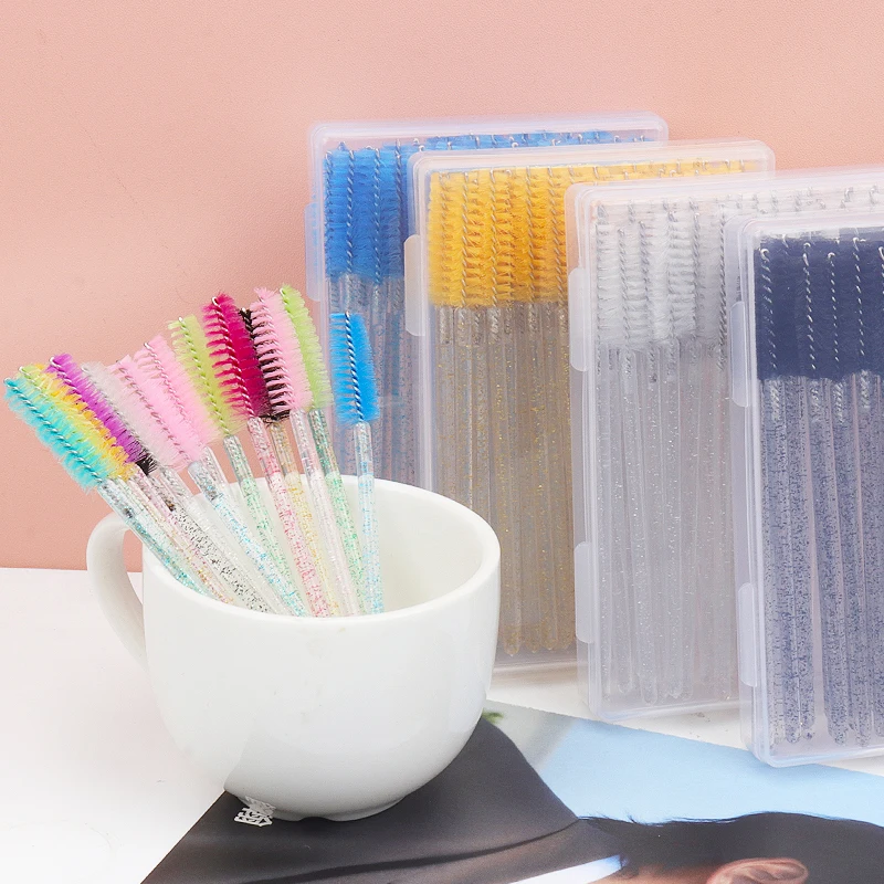 50 шт./коркор. одноразовая кисть для ресниц со стразами бриллиантовая ручка