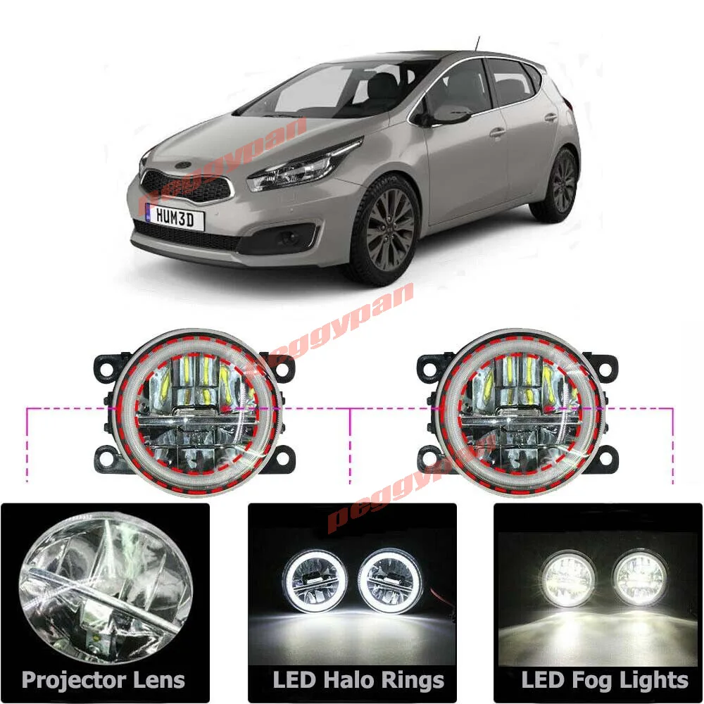 New LED Fog Light Kit Angel Eye Rings HD Glass Lens DRL Daytime Running Lamp Fit For Opel Corsa D Hatchback 2007-2015