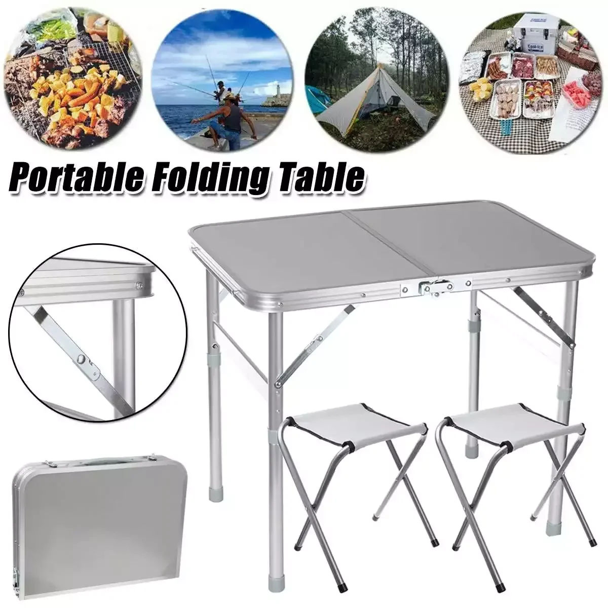 

2023NEW 2types Outdoor Folding Table and Chair Set Portable Garden Table Aluminum Alloy Business Desk Beach Table Barbecue Picni