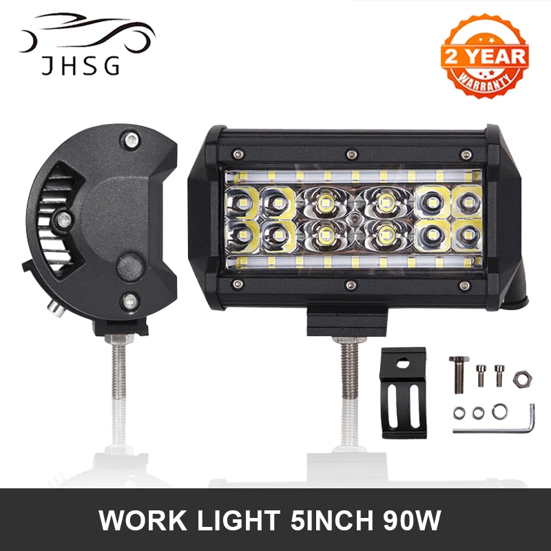 

5Inch LED Work Light Led Bar 6000K White Fog Lights 90W 9000LM For Car Trucks Trailer JK Off Road SUV 4X4 ATV 4WD Motorcycle 12V