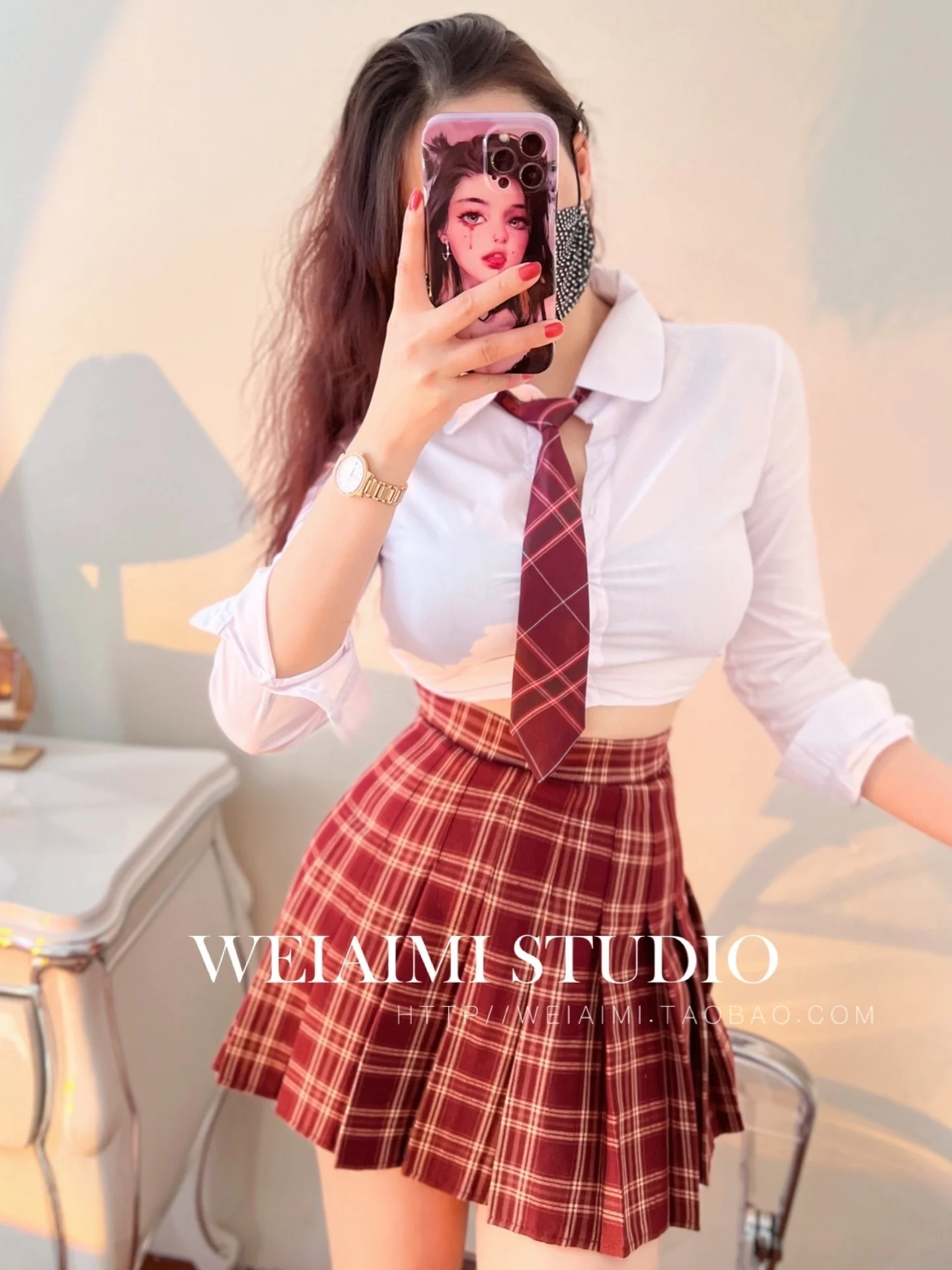 

Женские красные офисные плиссированные мини-топы JK Lolita, женские осенне-летние тонкие короткие пикантные рубашки с высокой талией JB8
