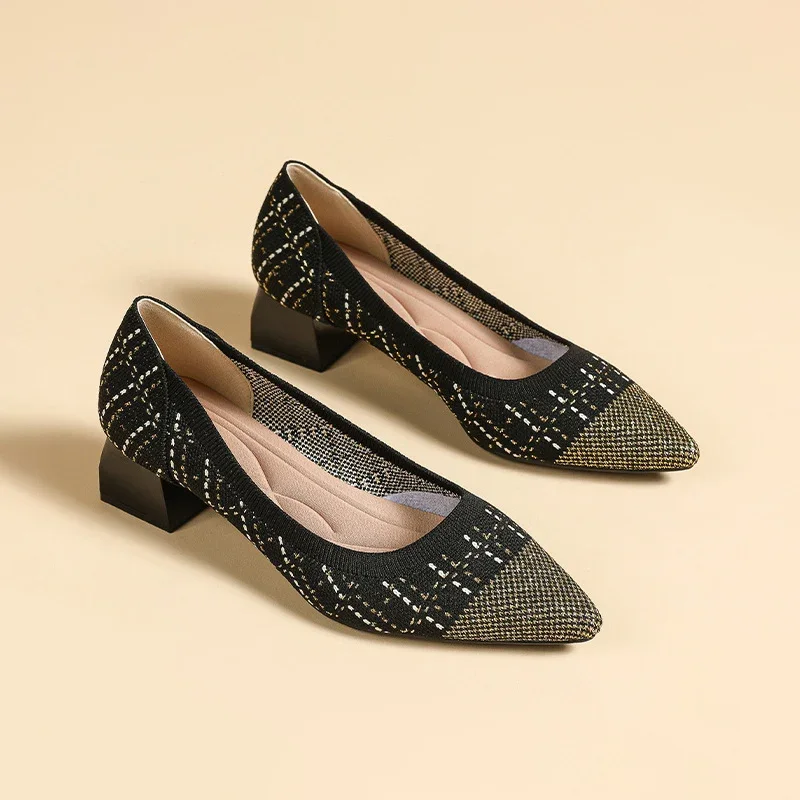 Женские туфли на высоком каблуке дышащие Нескользящие туфли-лодочки из