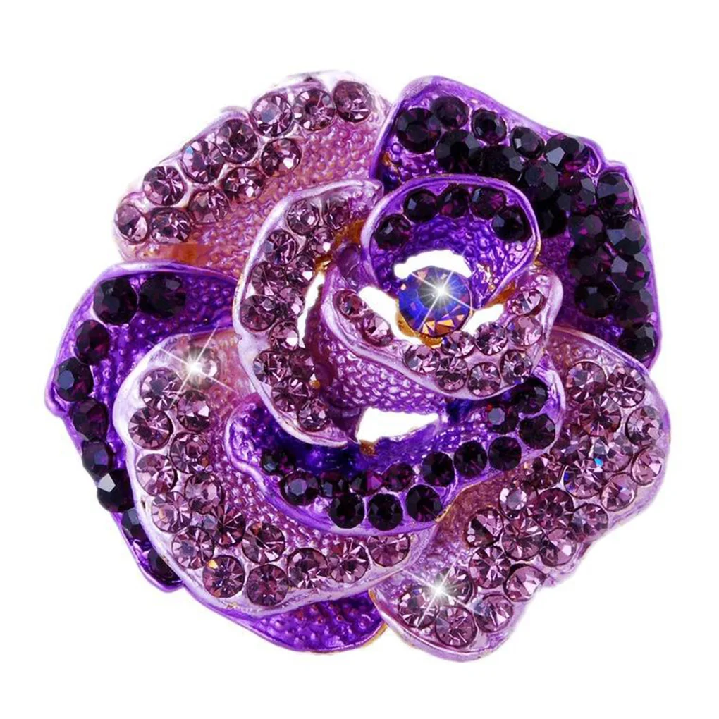 

Rose Flower Elegant Brooch Shining Rhinestone Badge Pin Shirt Scarf Bag Decorative Brooch Jewelry