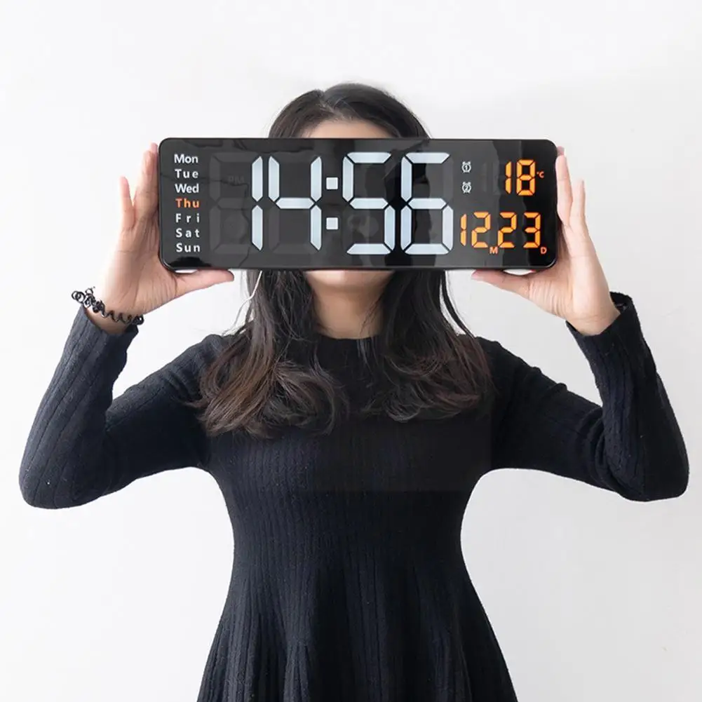 

LED Digital Alarm Clock Snooze Temperature Date Display USB Desktop LED Clocks For Living Room Bedroom Decoration N9S1
