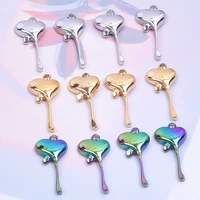 6pcslot new creative flow beads charm heart pendants diy crafts trend accessories stainless steel charm jewelry making supplies