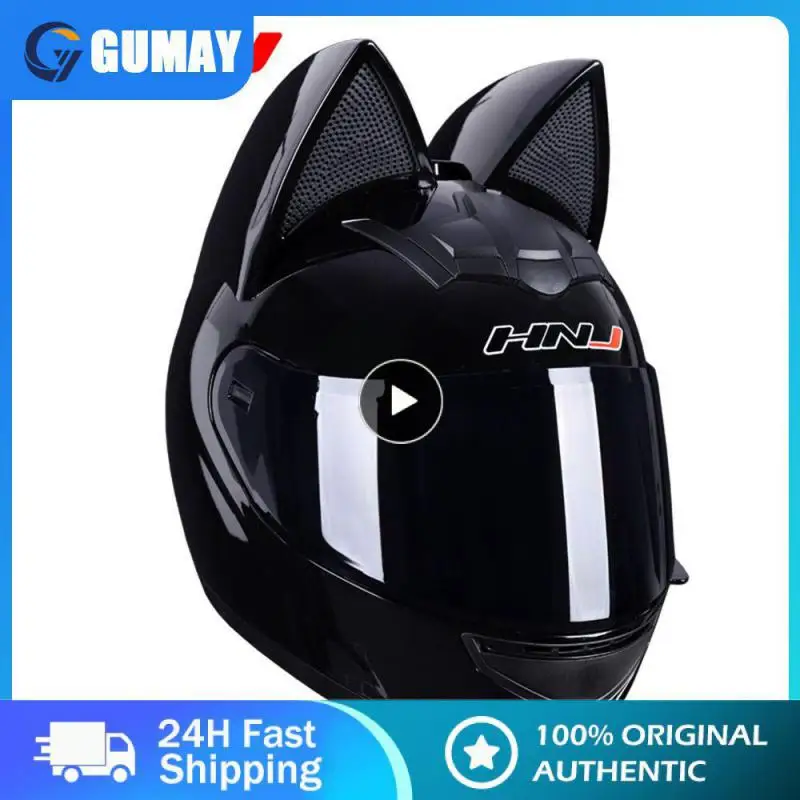 

Full Face Locomotive Helmet Cat Ears Universal Male And Female Motorcycle Helmets Detachable Safety Helmet Breathable