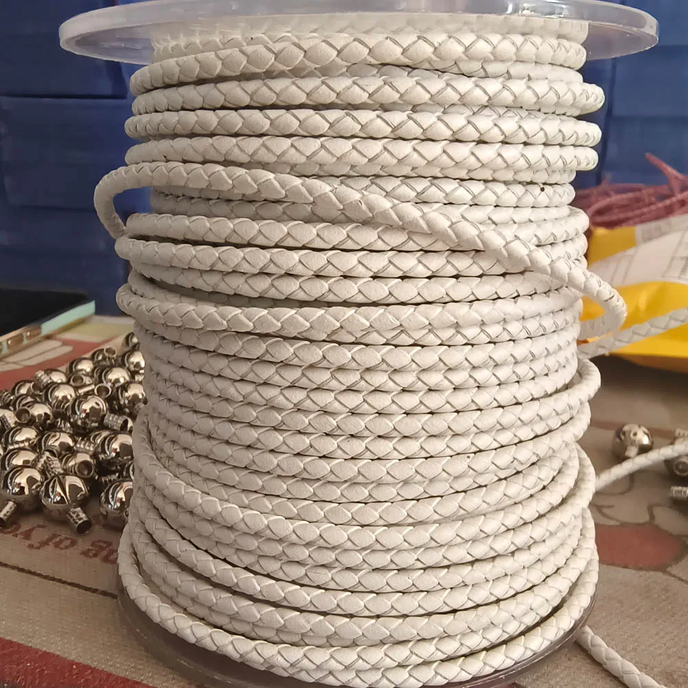 1meter/Lot Black Braided Genuine Leather Rope Cord Jewelry Accessories 3mm Round Leather Cord For Diy Bracelet Jewelry Making