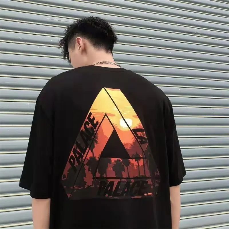 

Palace T Shirt Luxury Brand Men's Short Sleeve Designer 100% Cotton Triangle Print T-Shirt Women Tee Unisex Oversize Trendy Tops