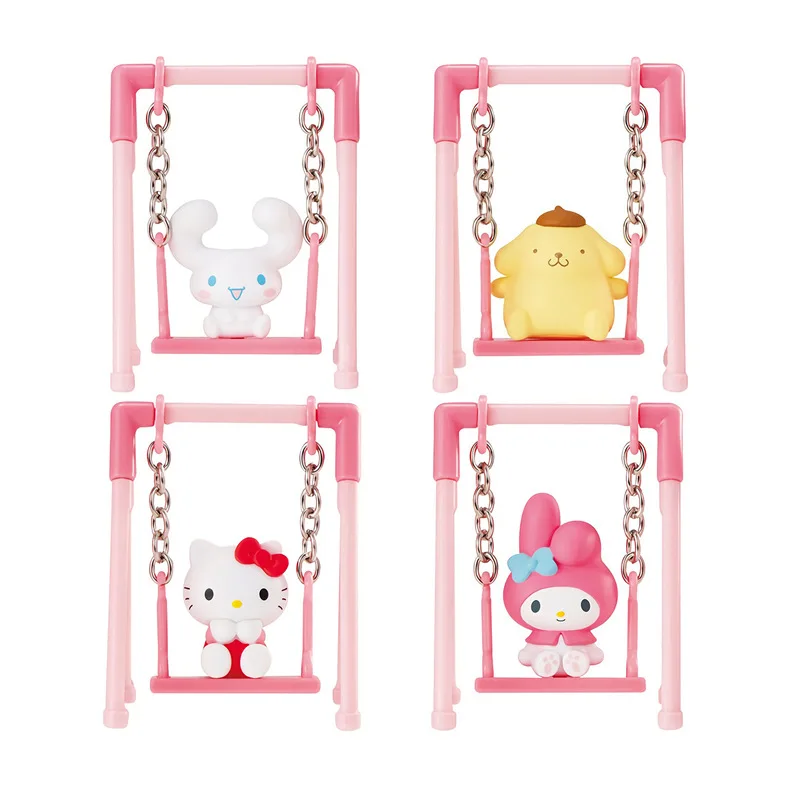 

Hello Kitty Figures Sanrio Cinnamoroll Action Figures Melody Pom Pom Purin Play On The Swing Gashapon Sanrio Gifts Kawaii Toys