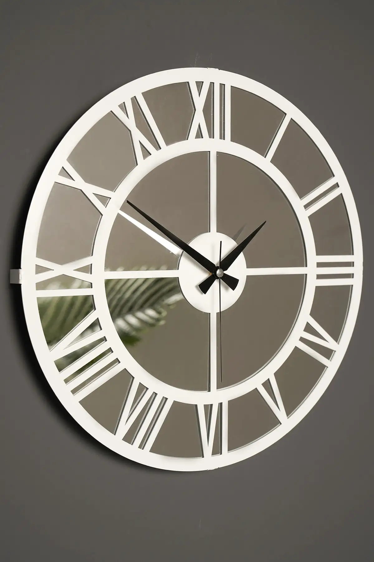 

Muyika римские белые зеркальные металлические настенные часы 41x41 см тихие зеркальные часы