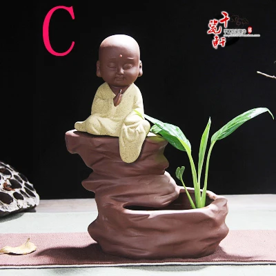 Фото Крутой — лучший деловой подарок #   Замечательное искусство #   Декоративная статуэтка из фарфора, обожествленного песчаной обжигом, в стиле Чан Дао: Маленький монах для домашнего офиса №4