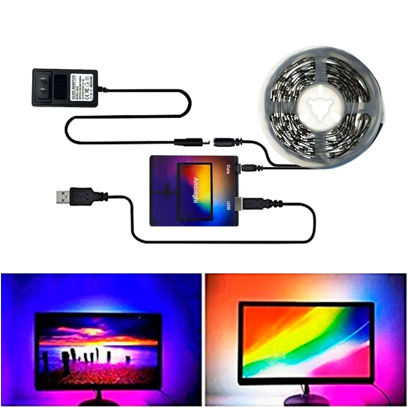 

1M 2M 3M 4M 5M 5V WS2812B DIY USB LED Strip Light 5050 RGB Dream Color Ambient Kit for Desktop PC Screen Background Lighting