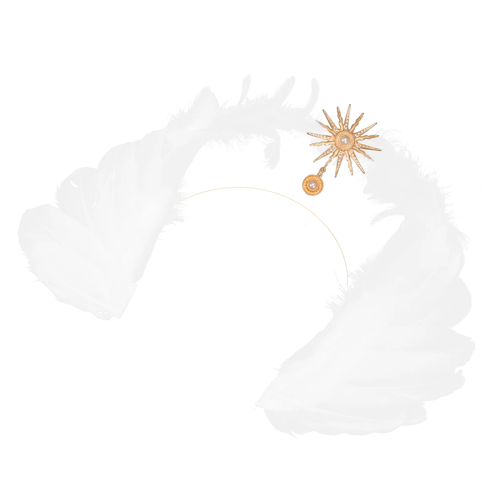 

Our Lady's Headband Vintage Clothes Hairband Retro Angel Headdress Wing Decorative Common Metal Plume Woman Accessory Prop