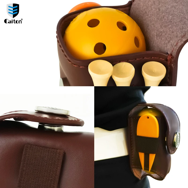 Caiton Golf Leather Waist Bag Gift Set, with Golf Balls, Tees and Green Fork, Perfect for Gifts or Self-use, Golf Accessory