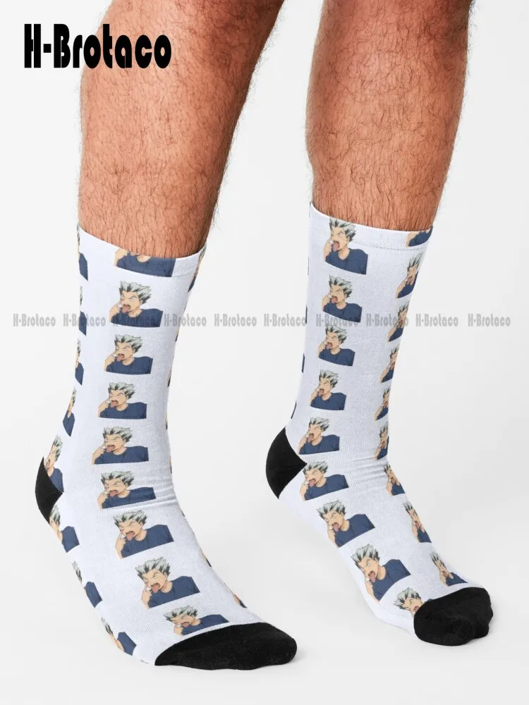 Bokuto Bleh Socks Navy Baseball Socks Custom Gift Harajuku Retro Gd Hip Hop Street Skateboard Teen Youth Casual Art