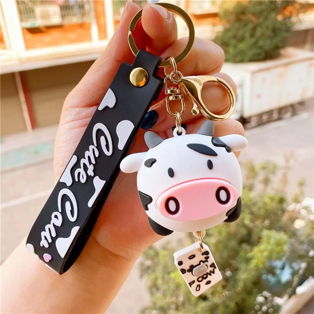 

Fashion Cow Keychain Cattle Figure Silicone Cartoon Animal Creative Plastic Key Pendant Portable Backpack Pendant Couple Gift