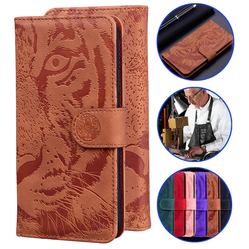 

For Moto G200 5G Tiger Pattern Leather Phone Case For Motorola MOTO G50 G60S G40 Fusion G30 G20 G10 Power Wallet Bag Flip Cover
