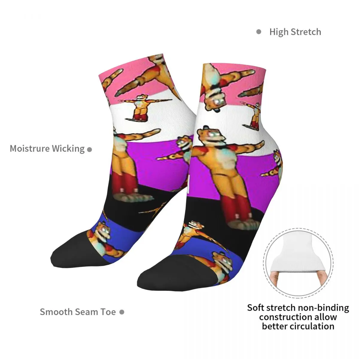 Glamrock Freddy Fazbear Genderfluid Pride Flag Meme Socks Harajuku Stockings All Season for Man's Woman's Christmas Gifts