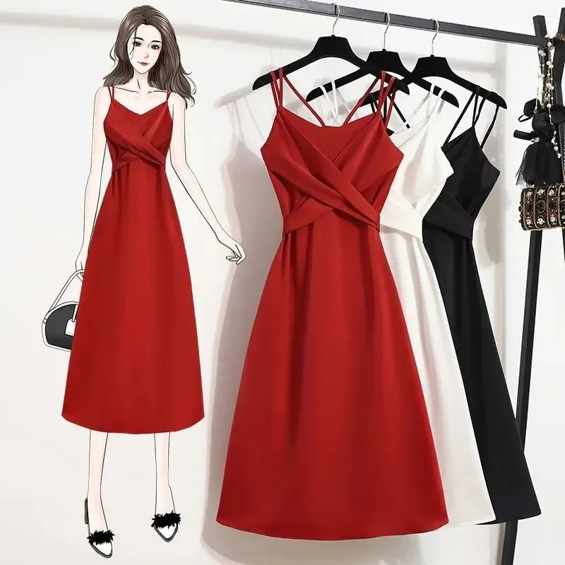 

2022 Summer New French Niche Design Sexy Temperament Suspender Dress Women