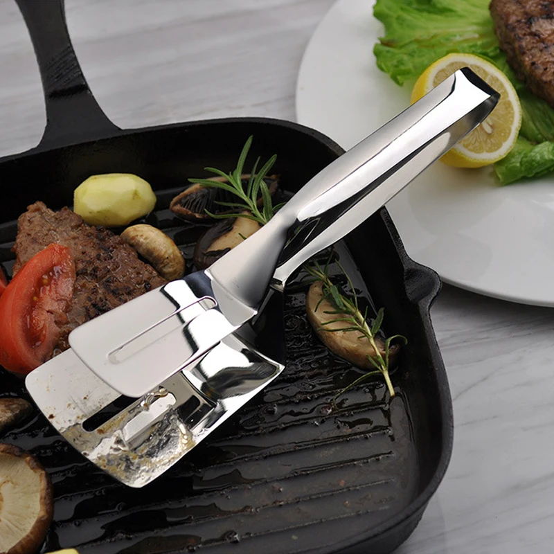 

Stainless Steel Food Clamp Non-stick Pan Clamp Heat Proof Barbecue Tongs Frying Spatula Bread Dessert Clamp Kitchen Cooking Tool