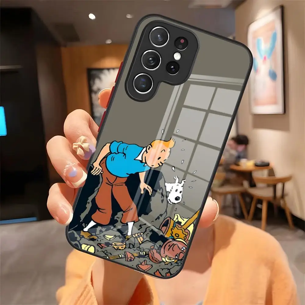 Фото Классический чехол для телефона Explorer T-TintinS-ins для Samsung S26 S25 Edge S24 S23 S22 Ultra Plus Fe A57 A37 A17 A56 5G, стеклянная крышка №1