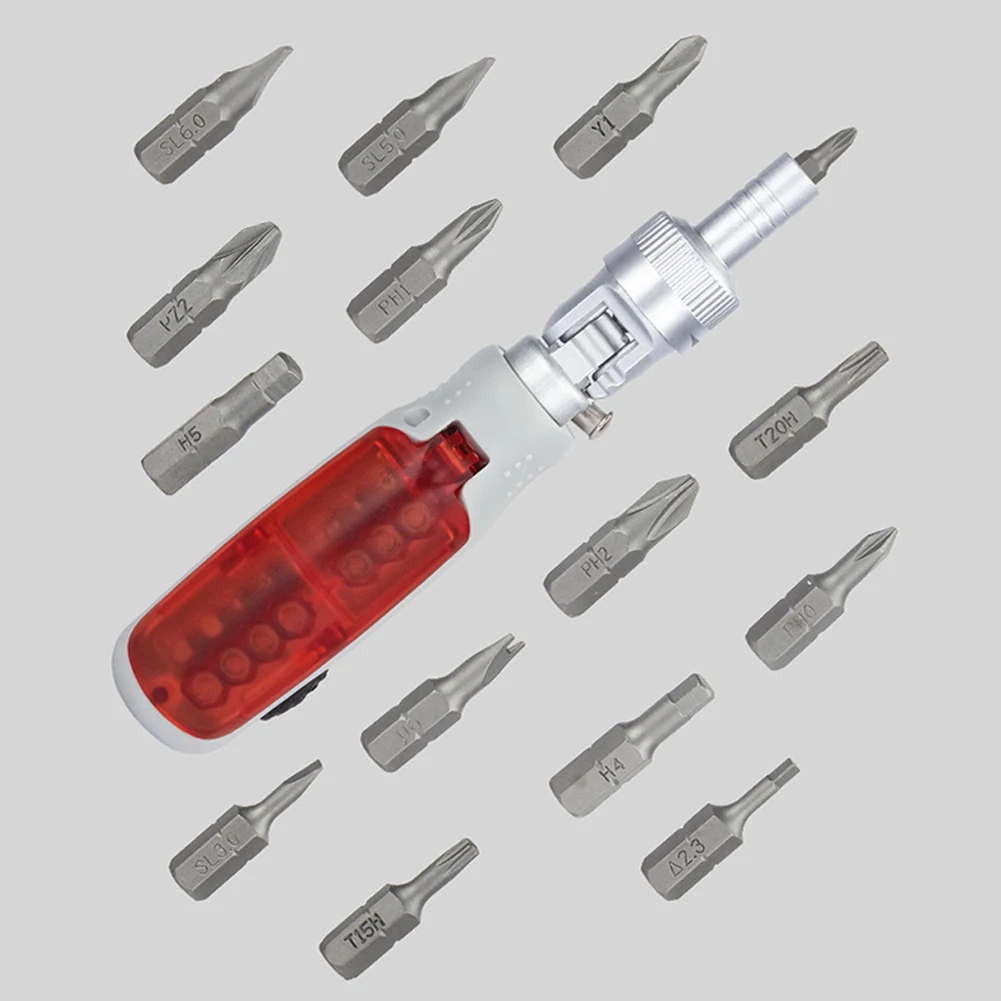 

1*15In1 Magnetic Ratchet Screwdriver Multifunctional Repair Manual Tool 195x35mm Replacement Head Size 25*6mm For Home Outdoor
