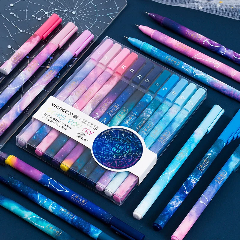 

12pcs Constellation Gel Pen Set 0.5mm Starry Black Ink Pen for Girl Gift Stationery Office School Writing Supplies Kawaii Pen