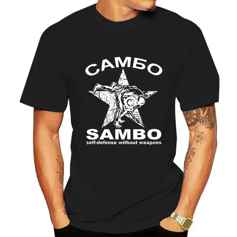 

Футболка Sambo с изображением инструктора для самозащиты без оружия, русские боевые искусства, черная (2)